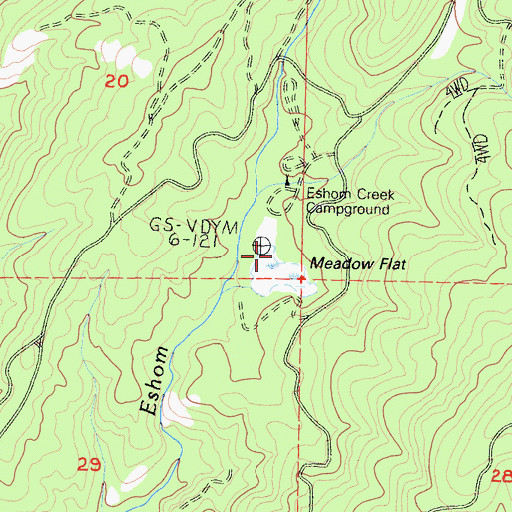 Topographic Map of Meadow Flat, CA