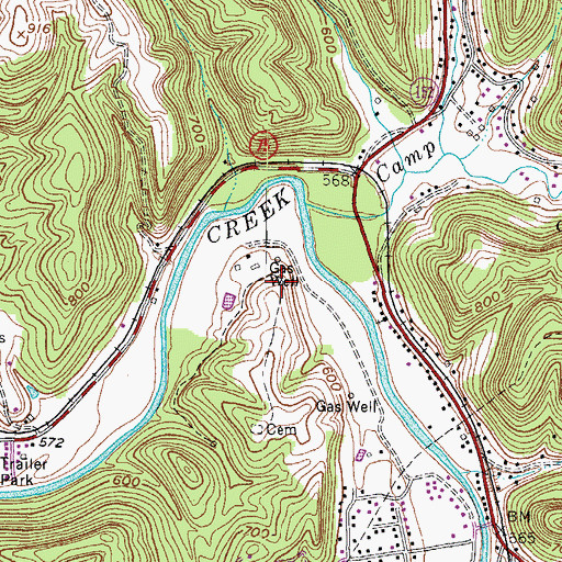 Topographic Map of Twin Silos at Lavalette Golf Course, WV