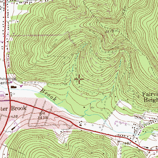 Topographic Map of Foster Brook Census Designated Place, PA