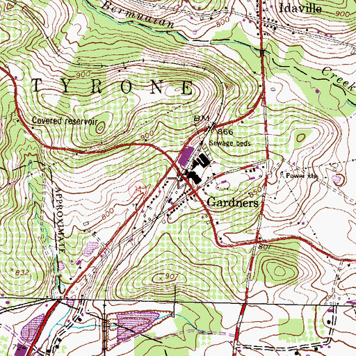 Topographic Map of Gardners Census Designated Place, PA