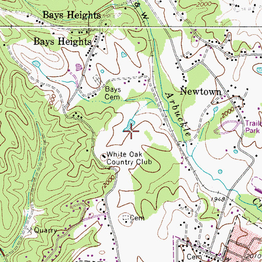 Topographic Map of White Oak Country Club Golf Course, WV