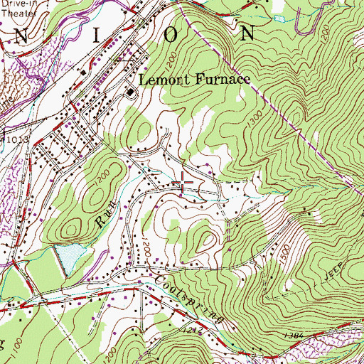 Topographic Map of Lemont Furnace Census Designated Place, PA