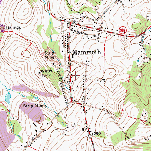 Topographic Map of Mammoth Census Designated Place, PA