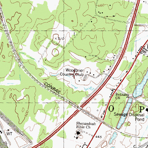 Topographic Map of Woodbrier Golf Course, WV
