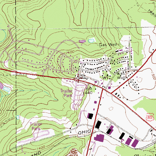 Topographic Map of Marianne Census Designated Place, PA