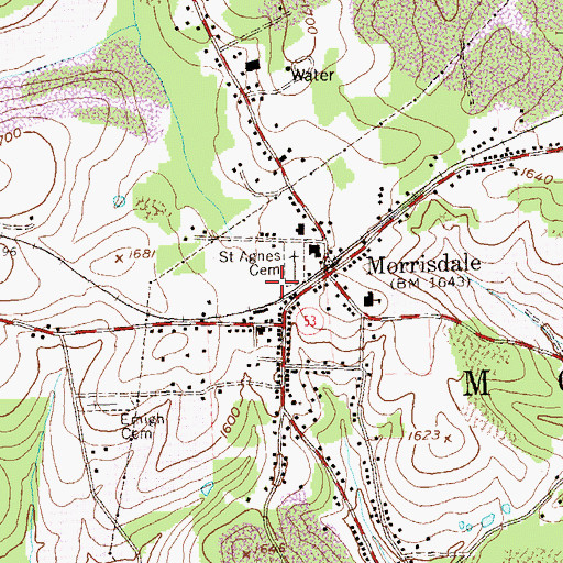 Topographic Map of Morrisdale Census Designated Place, PA