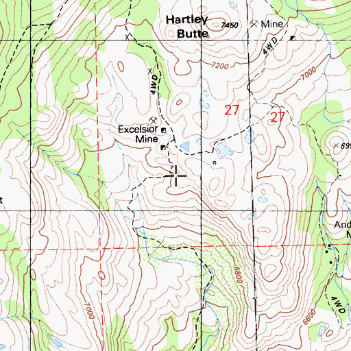 Topographic Map of Meadow Lake Mine, CA