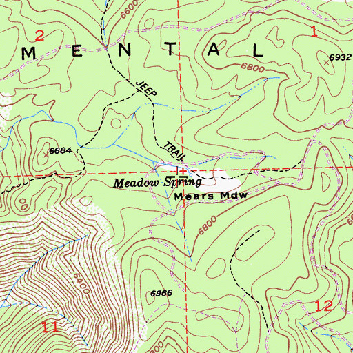 Topographic Map of Meadow Spring, CA