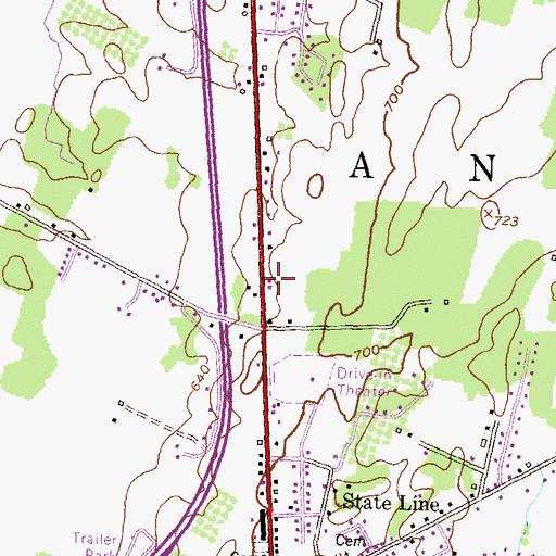 Topographic Map of State Line Census Designated Place, PA