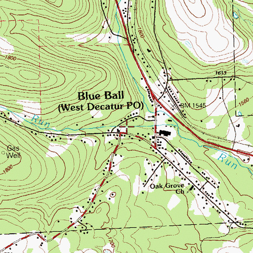 Topographic Map of West Decatur Census Designated Place, PA