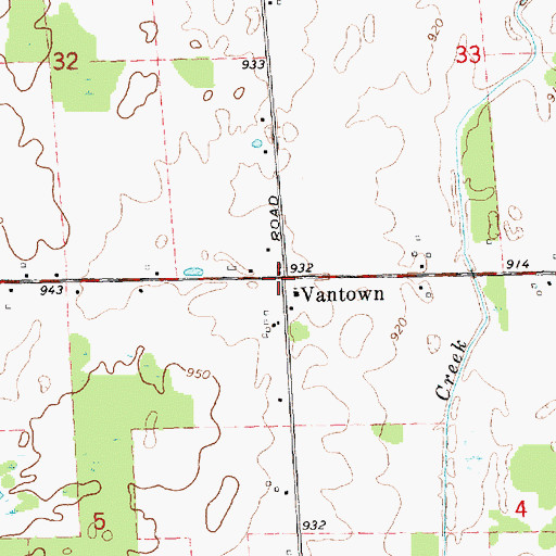Topographic Map of Vantown Post Office (historical), MI