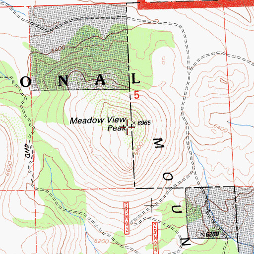 Topographic Map of Meadow View Peak, CA