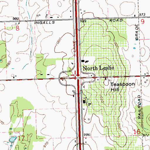 Topographic Map of North Leslie Post Office (historical), MI