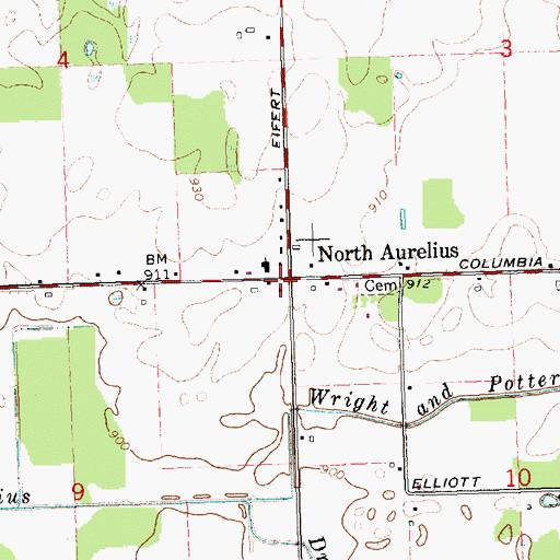 Topographic Map of North Aurelius Post Office (historical), MI