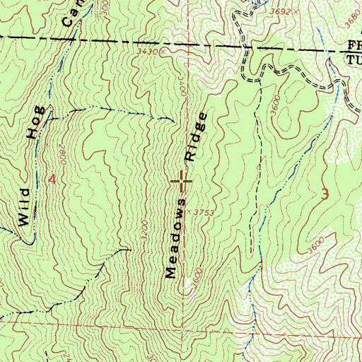 Topographic Map of Meadows Ridge, CA