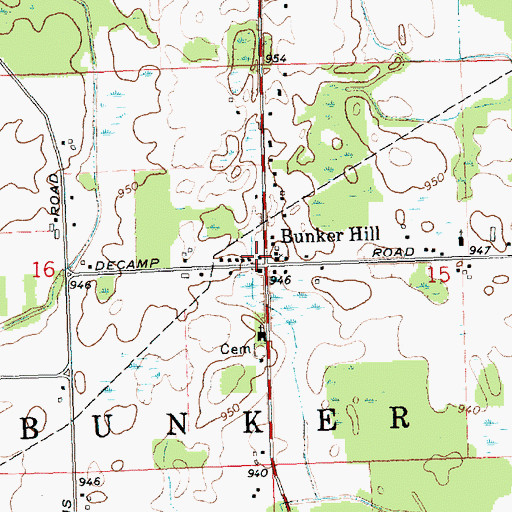 Topographic Map of Bunkerhill Post Office (historical), MI