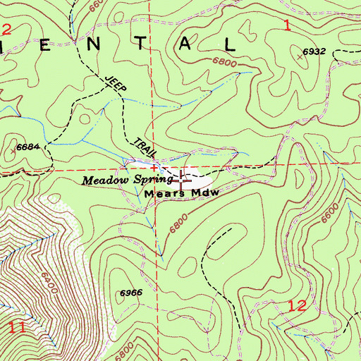 Topographic Map of Mears Meadow, CA