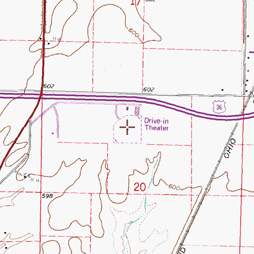 Topographic Map of Route 66 Drive-In, IL