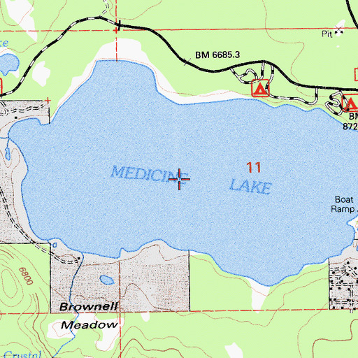 Topographic Map of Medicine Lake, CA