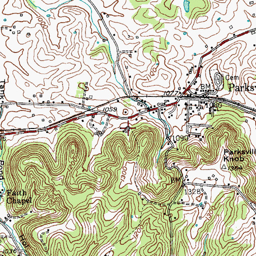 Topographic Map of Parksville High School (historical), KY