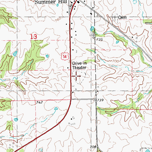Topographic Map of Clark 54 Drive-In, IL
