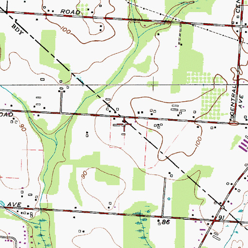Topographic Map of Newcombs Nursery, NJ