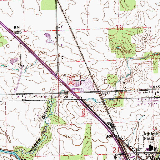 Topographic Map of Adams County Sand and Gravel Pit, IN