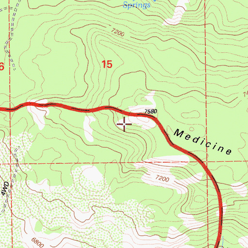 Topographic Map of Medicine Mountain, CA