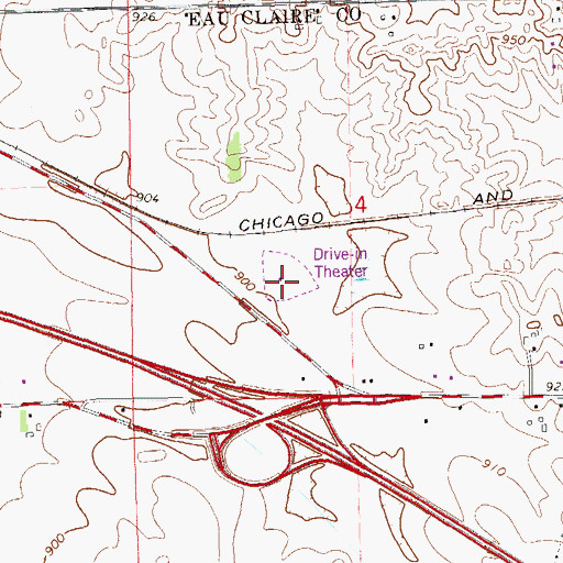 Topographic Map of Gemini Drive-In, WI