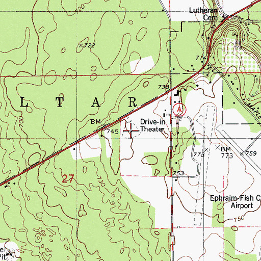 Topographic Map of Skyway Drive-In, WI