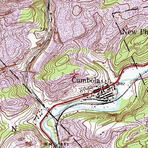 Topographic Map of Cumbola Census Designated Place, PA