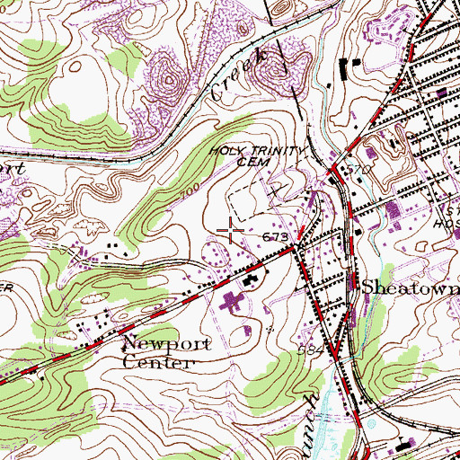 Topographic Map of Sheatown Census Designated Place, PA