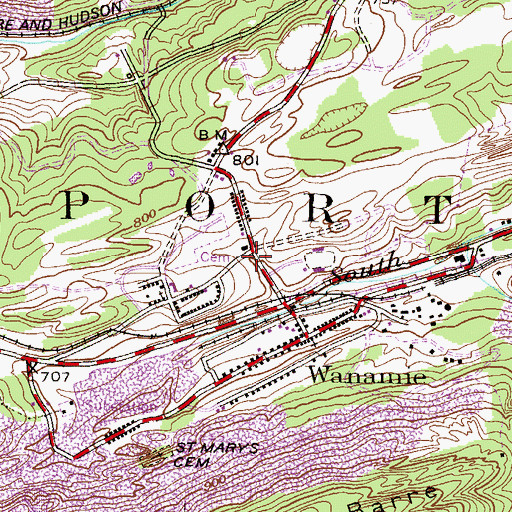 Topographic Map of Wanamie Census Designated Place, PA