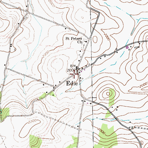 Topographic Map of Edie Census Designated Place, PA