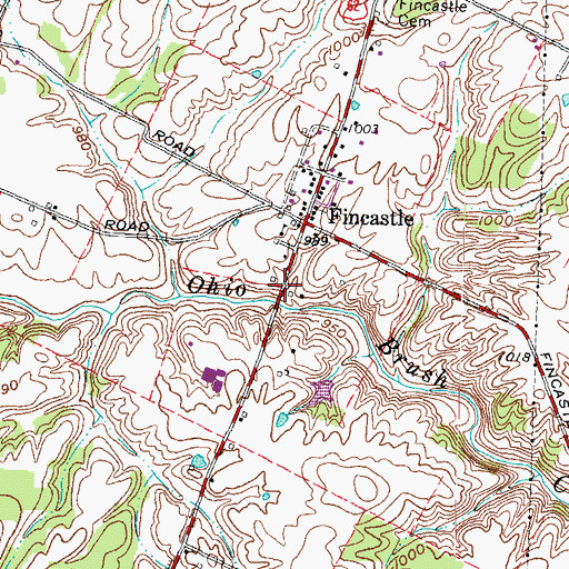 Topographic Map of Fincastle Baptist Church, OH