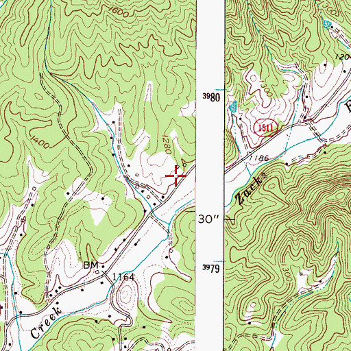 Topographic Map of Zacks Fork Baptist Church, NC