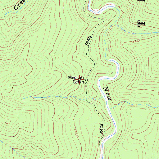 Topographic Map of Megram Cabin, CA