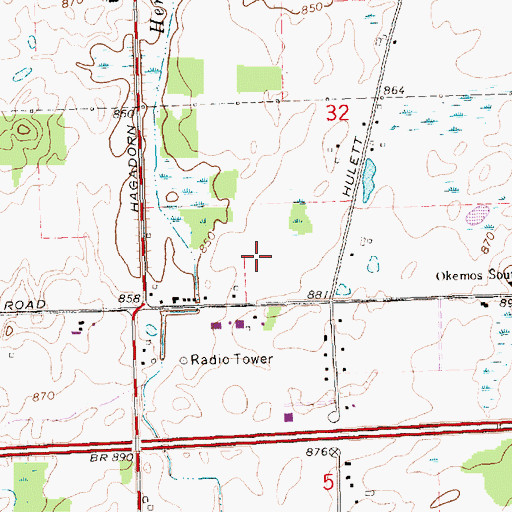 Topographic Map of Okemos High School, MI