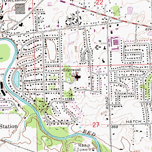 Topographic Map of Edgewood Elementary School, MI