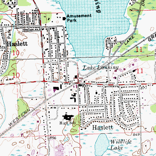 Topographic Map of Haslett Station (historical), MI