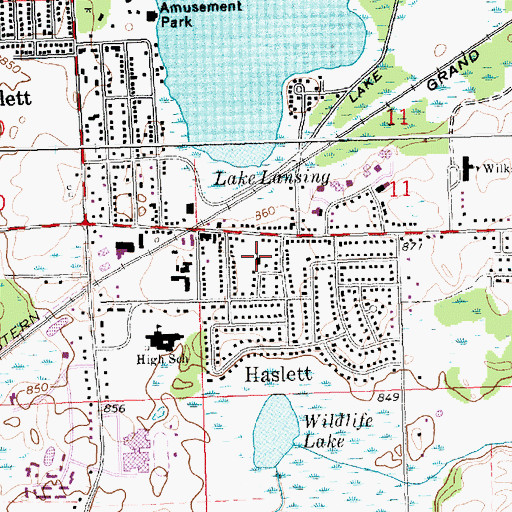 Topographic Map of Haslett Community Church, MI