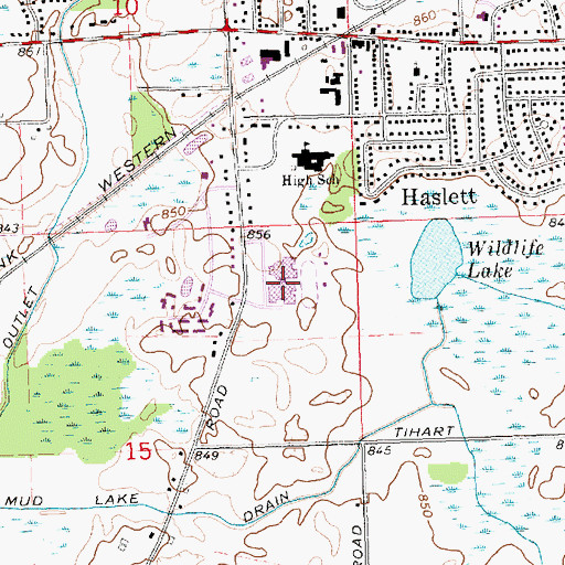 Topographic Map of Haslett High School, MI