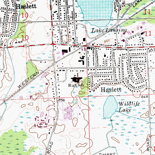 Topographic Map of Haslett Middle School, MI