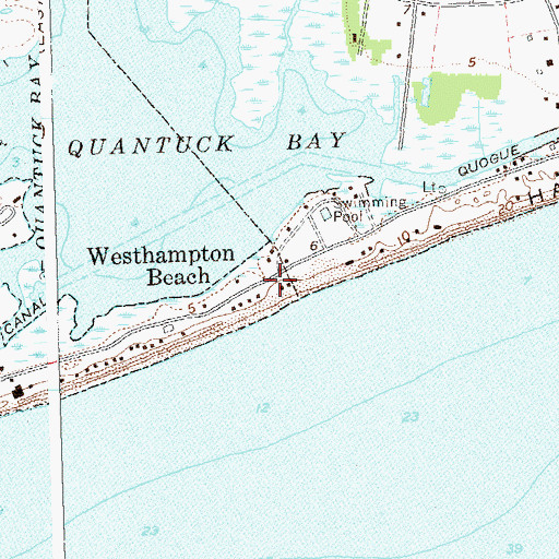 Topographic Map of Westhampton Island, NY
