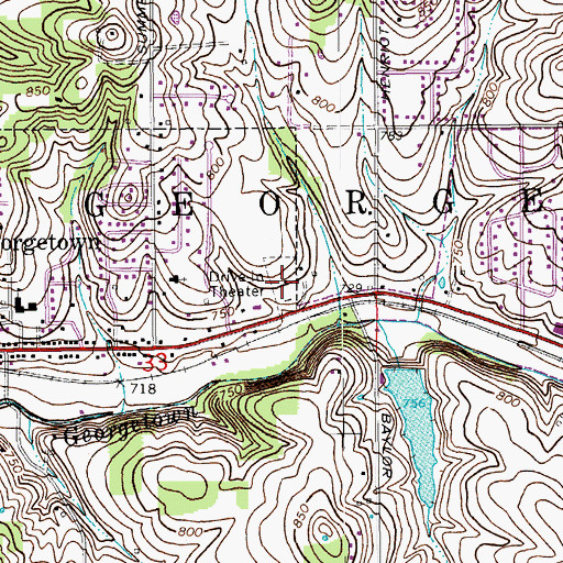 Topographic Map of Georgetown Drive-In, IN