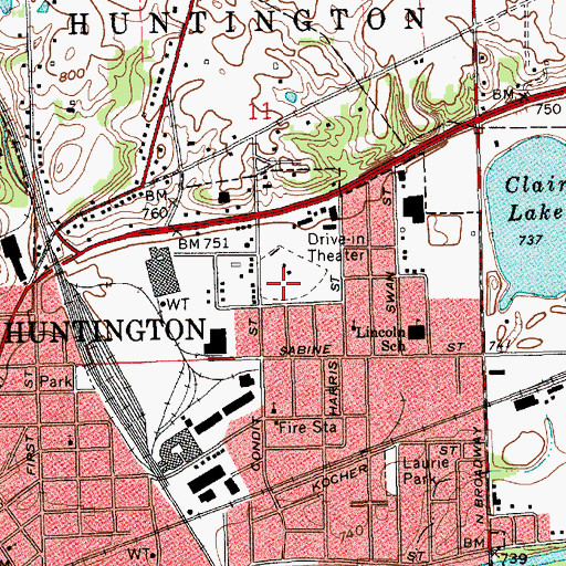 Topographic Map of Huntington Drive-In, IN