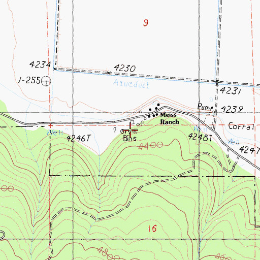 Topographic Map of Meiss Ranch, CA