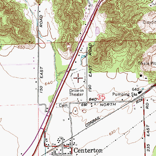 Topographic Map of Centerbrook Drive-In, IN