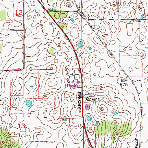 Topographic Map of Holiday Drive-In, IN