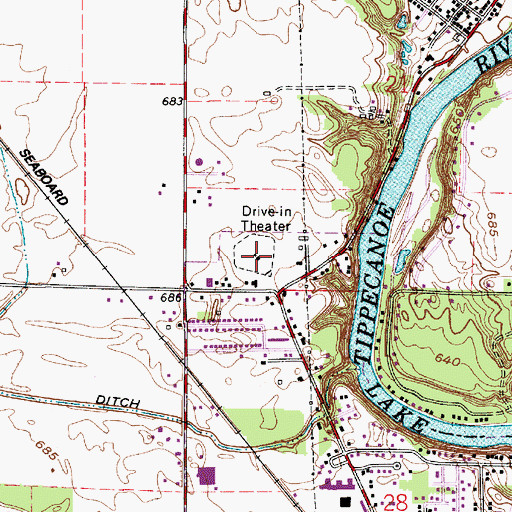 Topographic Map of Lake Shore Drive-In, IN